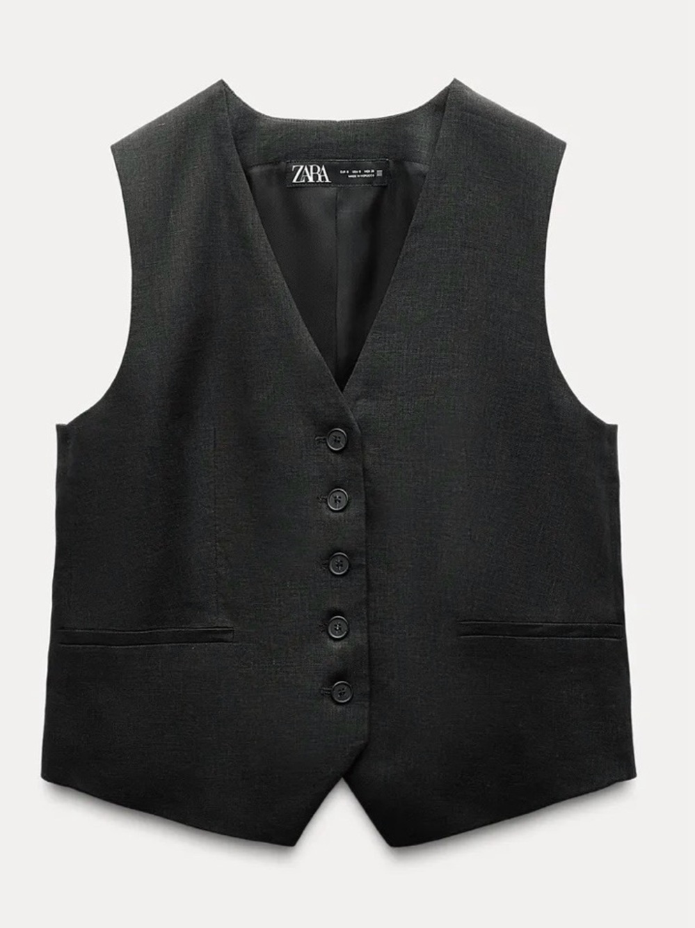 Zara Tailored Linen Blend Vest & High-Rise Shorts Set of 2 Black & Ecru Size M - Picture 3 of 15